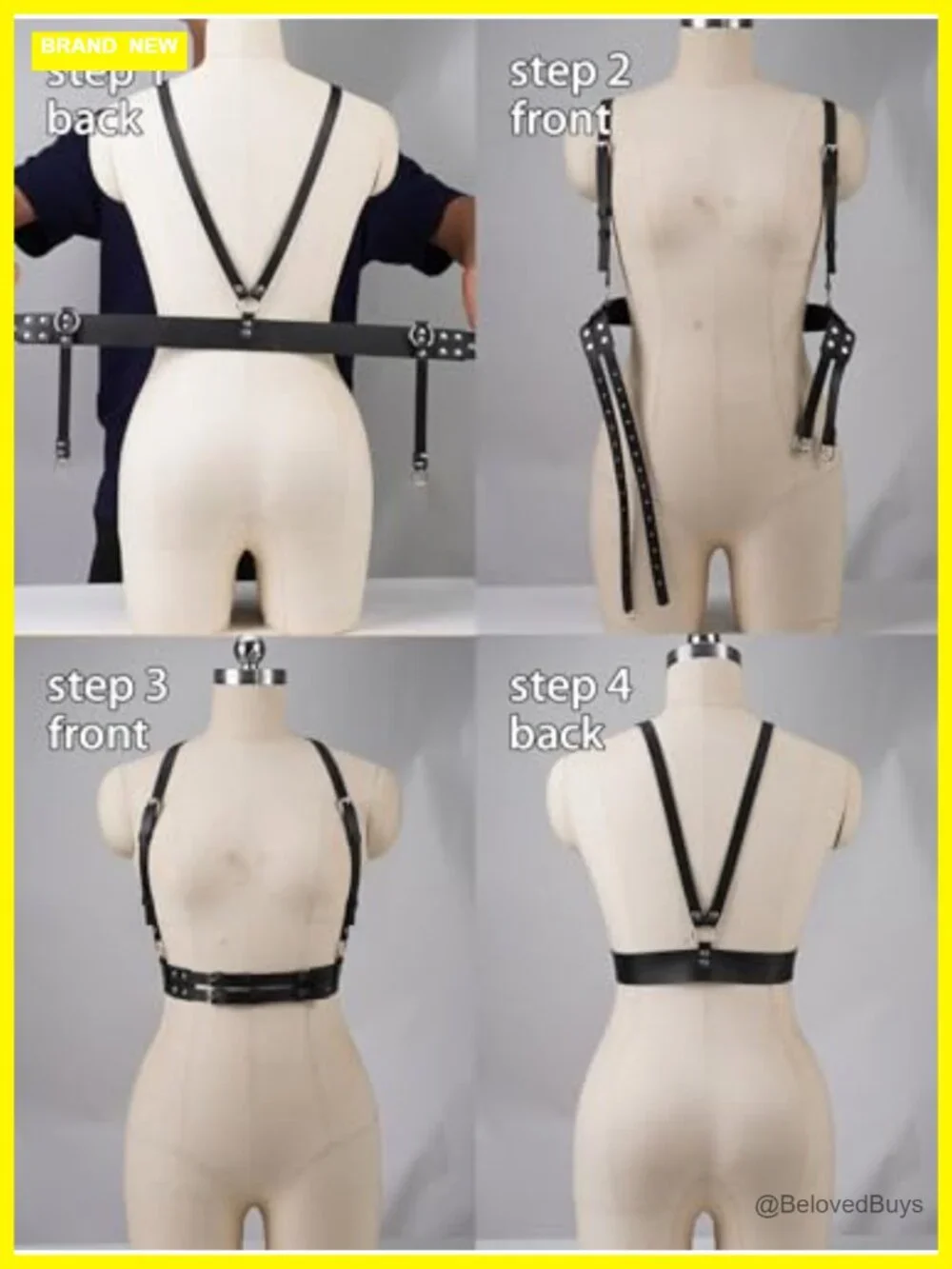 Women's Faux Leather Punk Harness Belt Adjustable Waist Gothic Body Harness Top